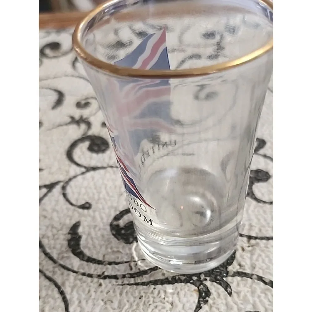 United Kingdom Flag Shot Glass with Gold Rim
